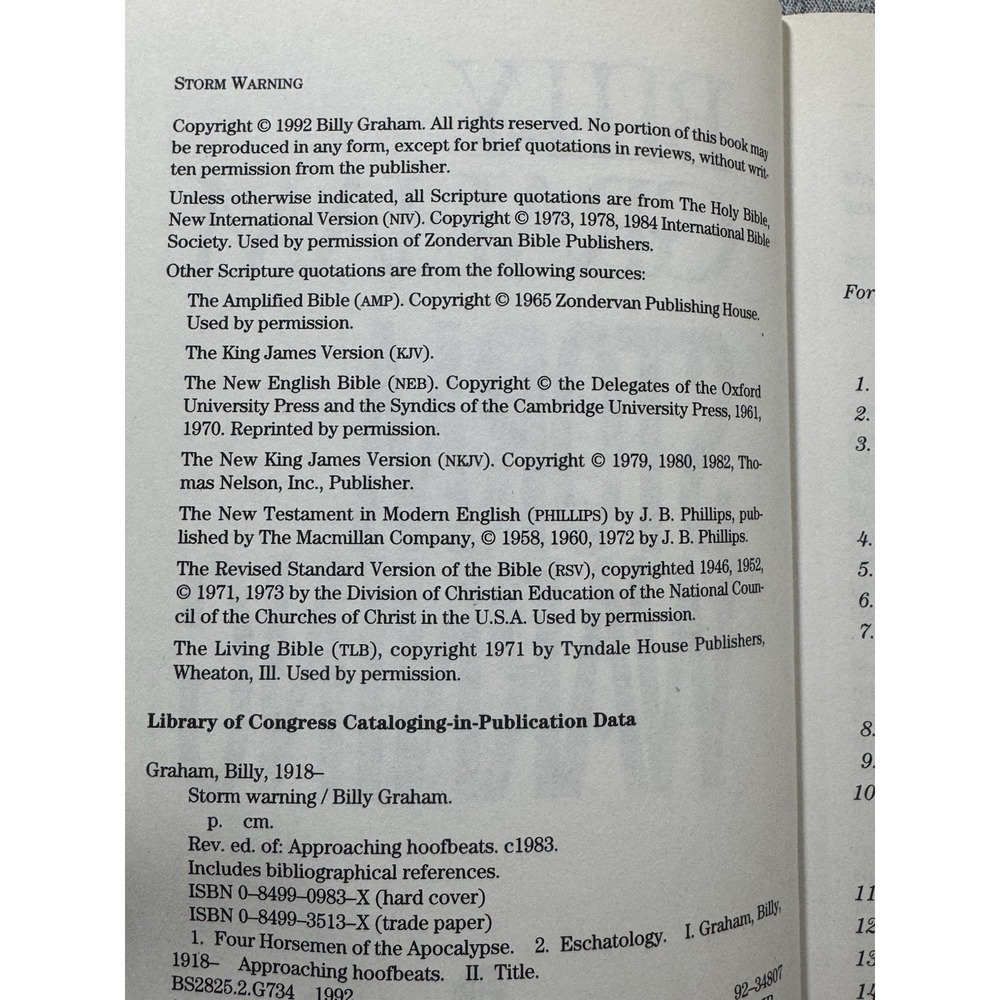 Storm Warning by Christian Evangelist Billy Graham What Does the Bible Say About - Picture 3 of 3